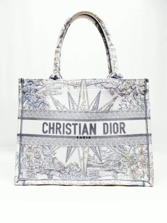 Authentic Christian Dior Book Tote Canvas Cream Luxury Designer - Picture 2 of 16